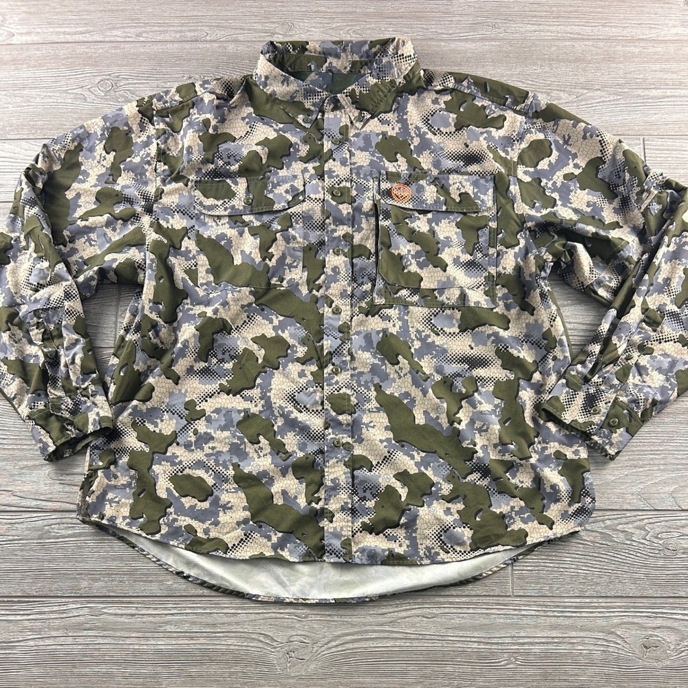 Bassdash Mens Camo Long Sleeve Fishing Shirt XL Digital Camouflage Performance
